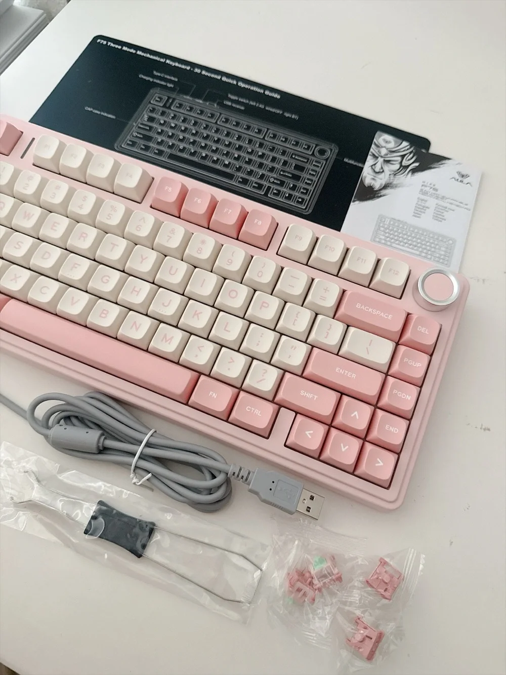 AULA F75 Pink Wireless Mechanical Keyboard RGB 75% Tri-Mode New